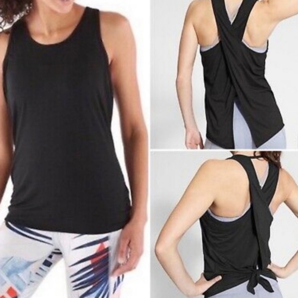 Athleta Essence Tank Tied Open Back in Black